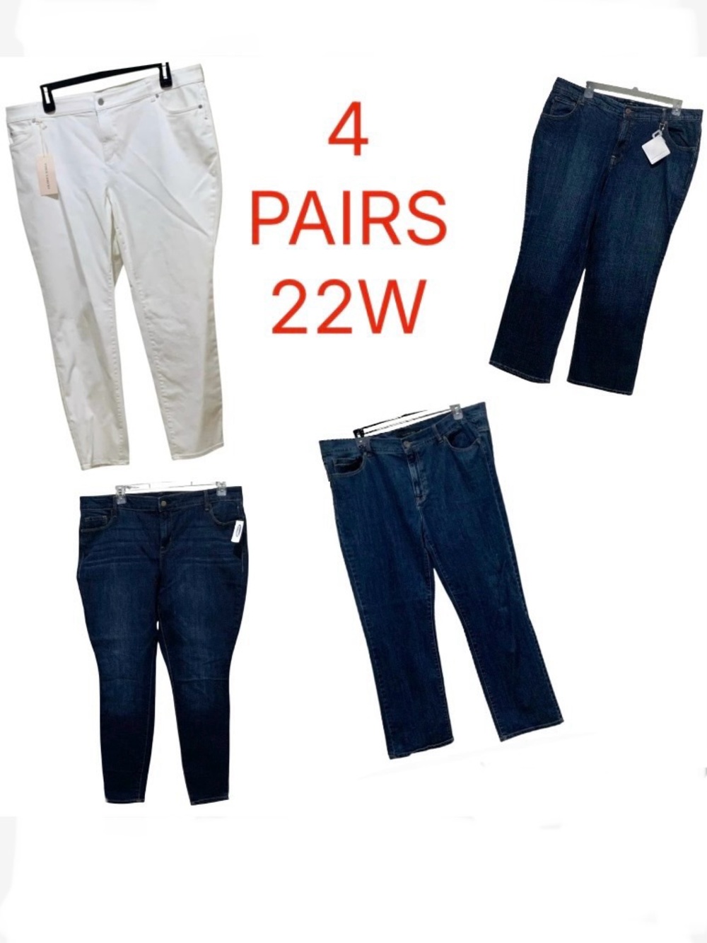 JEANS 4  BUNDLE  22W (3)NWT (1)NWOT Vince Camuto, Bandolino, Calvin, Old Navy